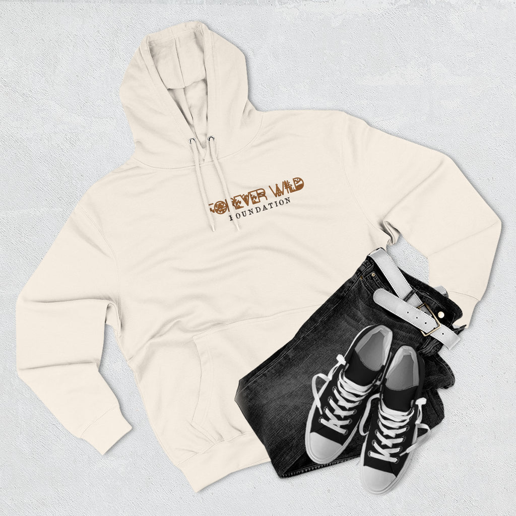 Forever Wild Foundation logo Hoodie | White pullover, wildlife lettering