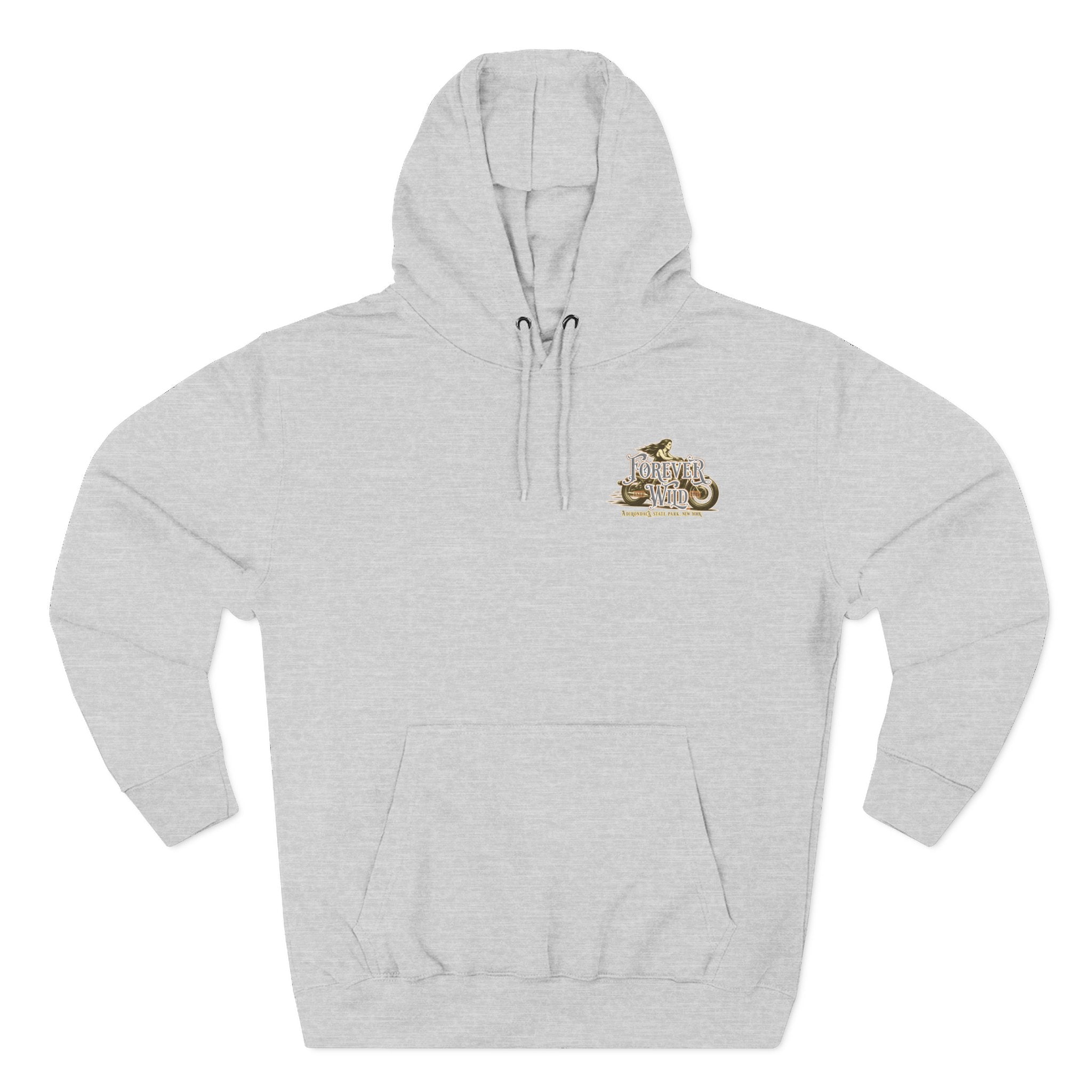 Forever Wild Tavern Motorcycle Hoodie — Retro Biker Fleece Pullover