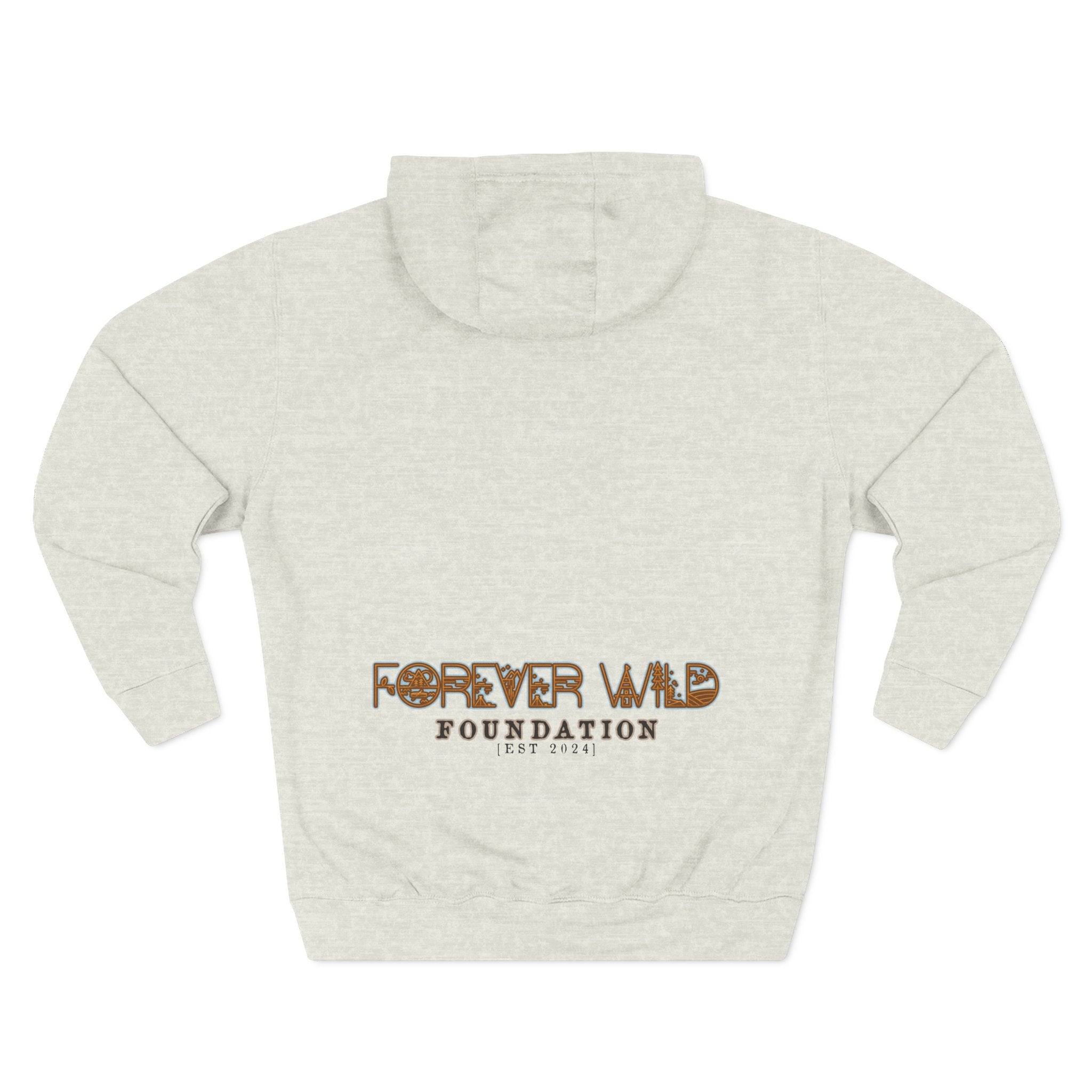 Forever Wild Foundation logo Hoodie | White pullover, wildlife lettering