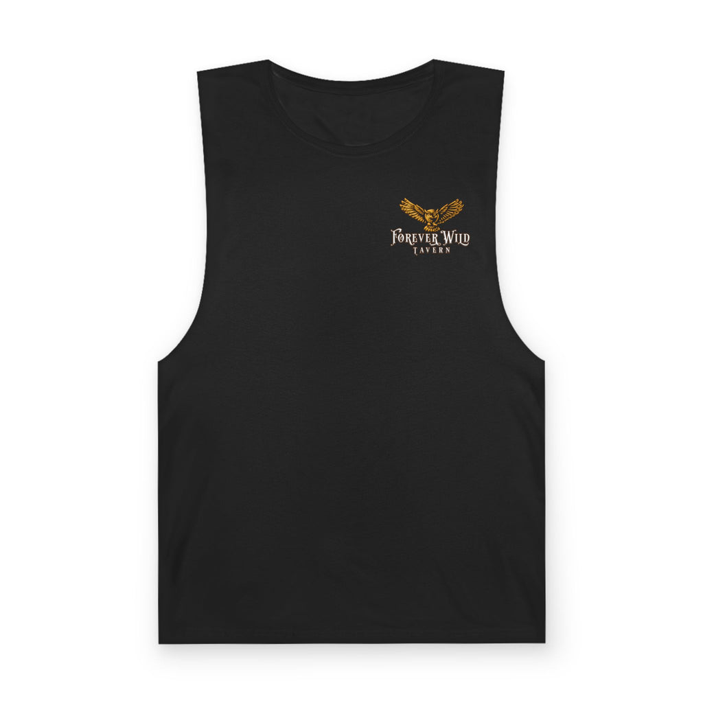 Forever Wild Tavern Tank Top "Most Desolate Logo" — Vintage Owl Chest & Back Design