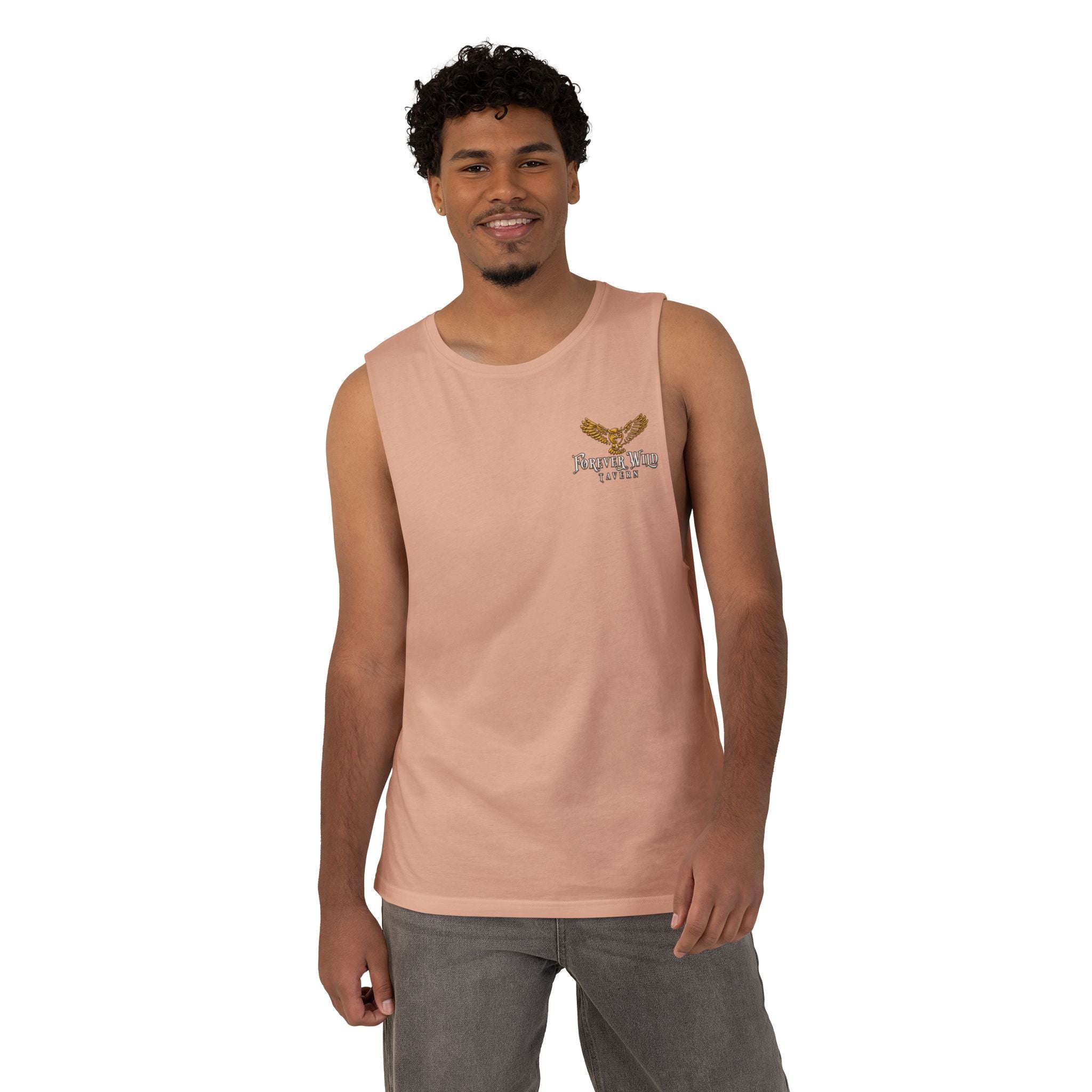 Forever Wild Tavern Tank Top "Most Desolate Logo" — Vintage Owl Chest & Back Design