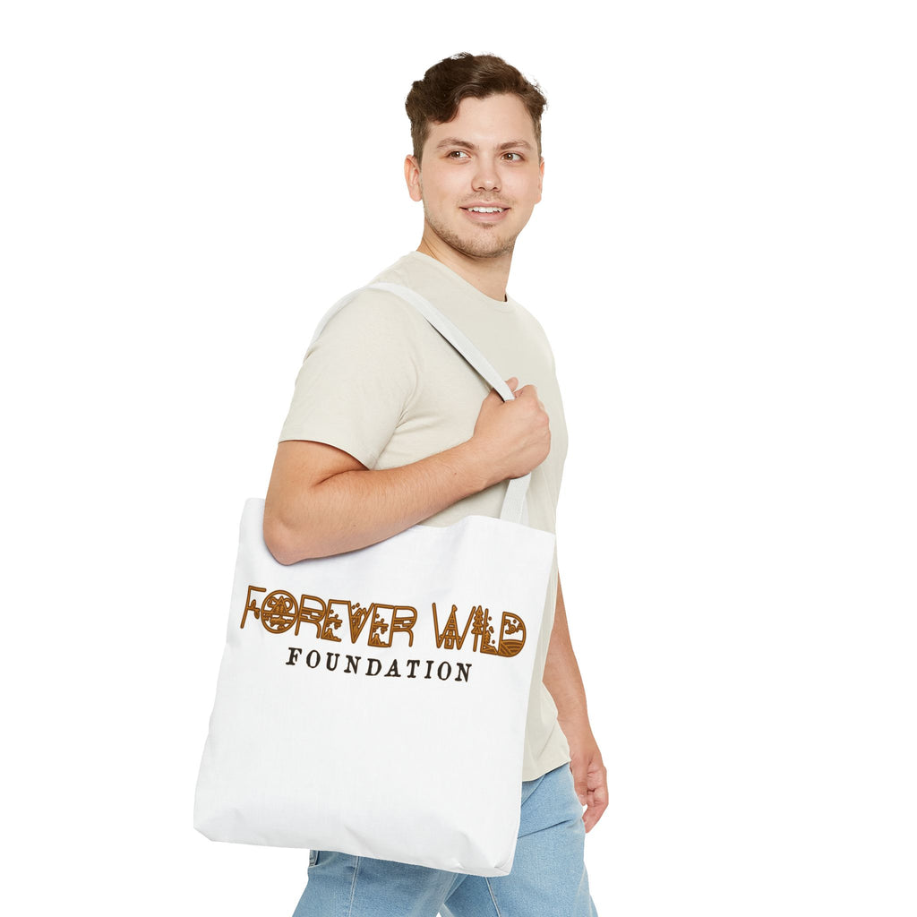 Forever Wild Foundation Tote Bag | Animal Print Text Logo