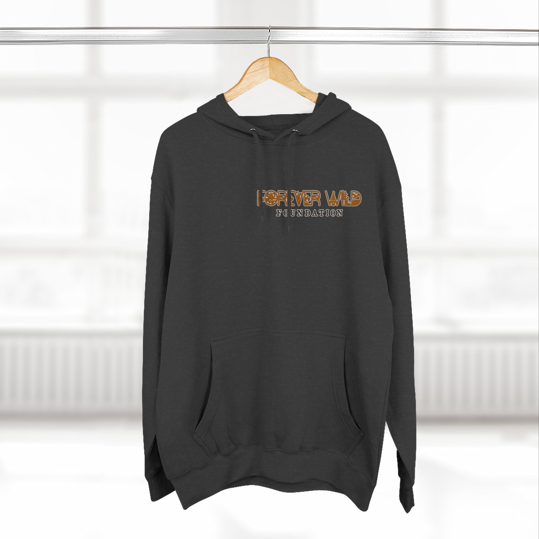 Forever Wild Foundation logo Hoodie | White pullover, wildlife lettering