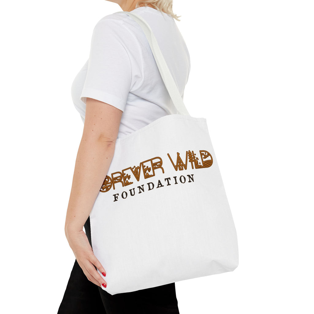Forever Wild Foundation Tote Bag | Animal Print Text Logo