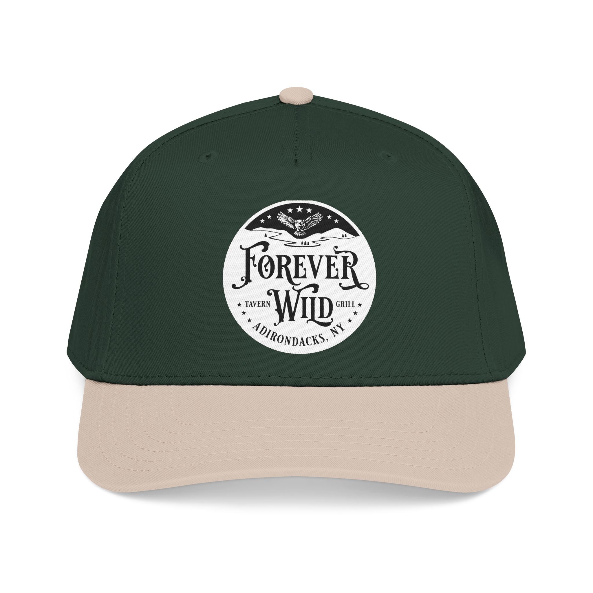 Forever Wild Tavern circle logo Mid Profile Baseball Cap | Outdoor Adventure, Adirondacks emblem
