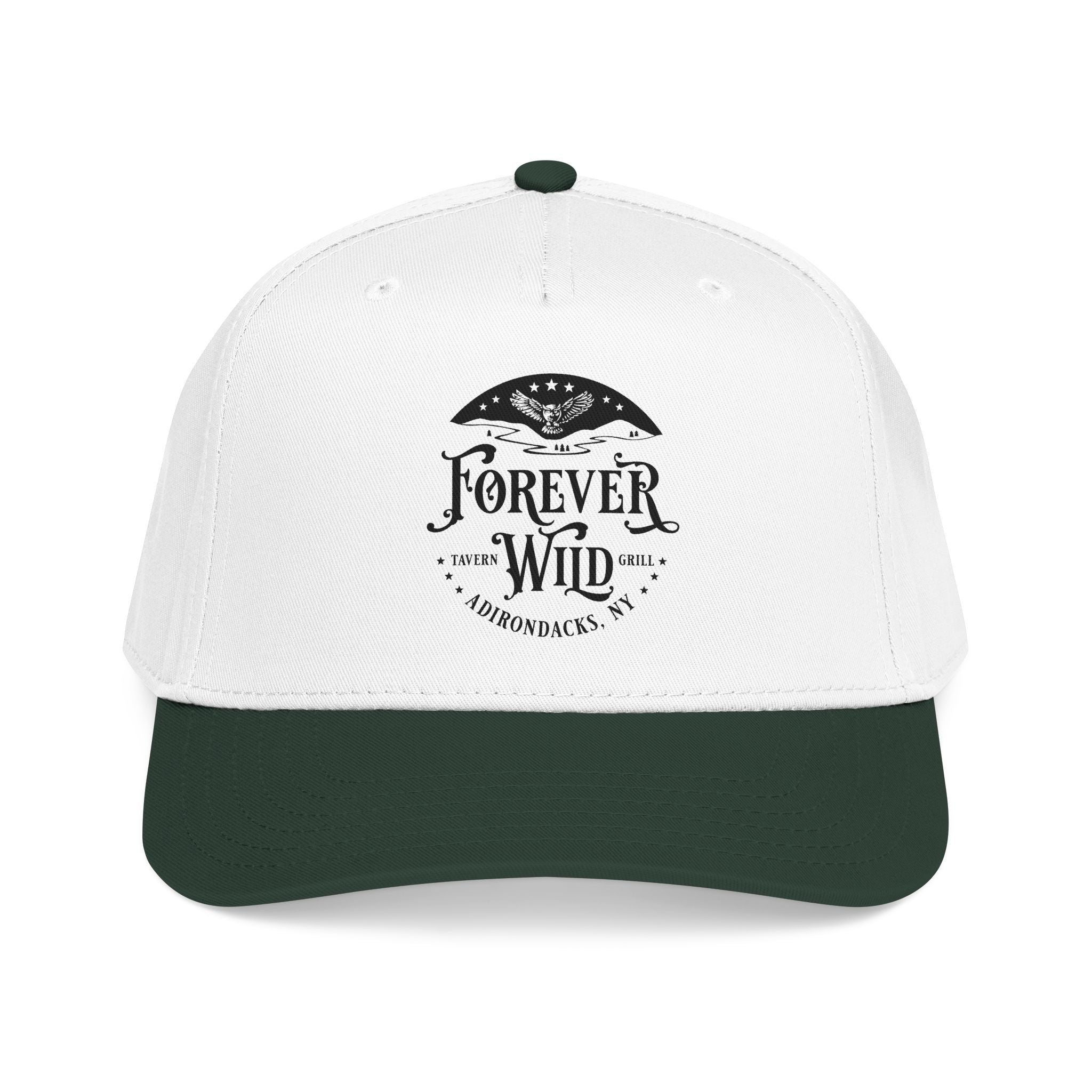 Forever Wild Tavern circle logo Mid Profile Baseball Cap | Outdoor Adventure, Adirondacks emblem