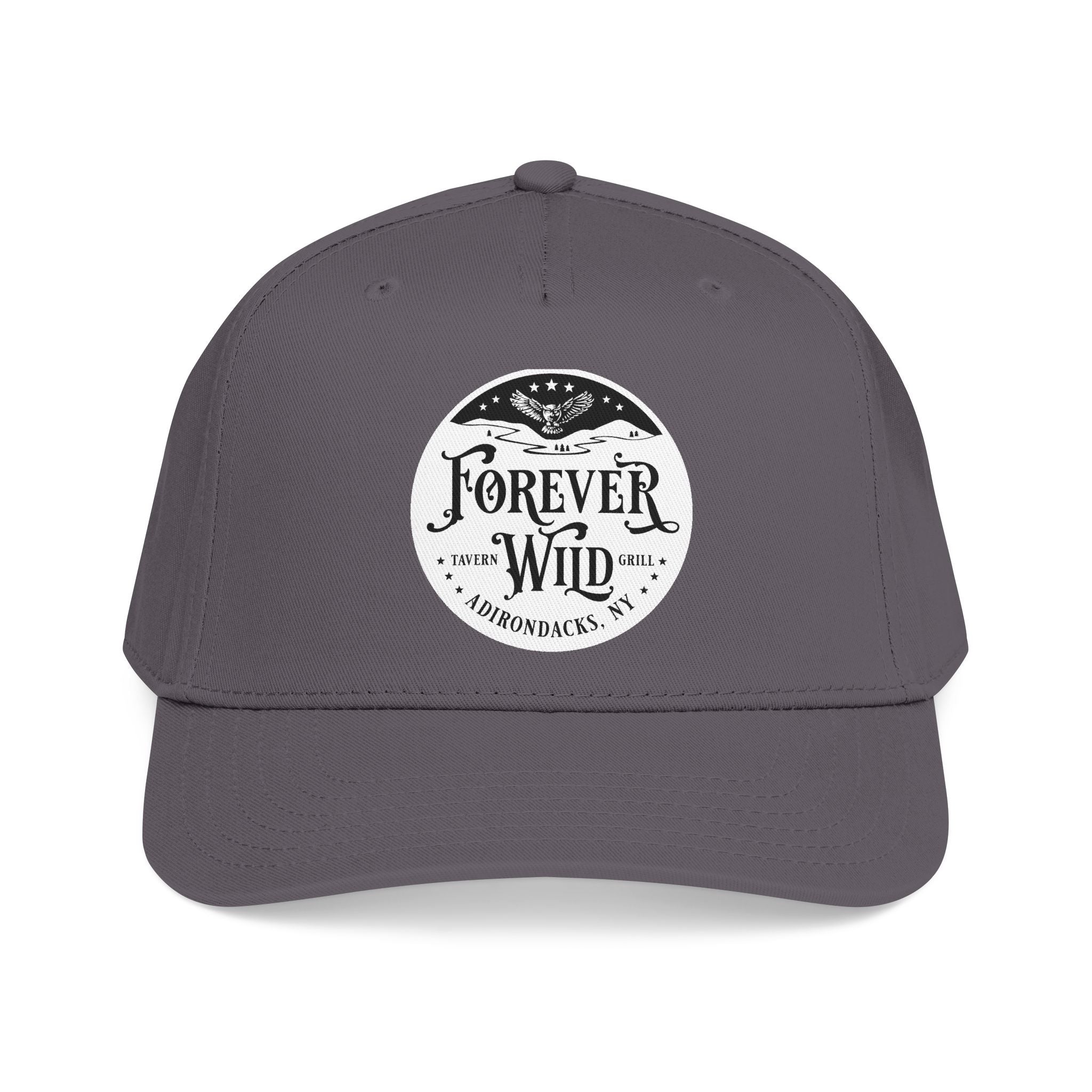 Forever Wild Tavern circle logo Mid Profile Baseball Cap | Outdoor Adventure, Adirondacks emblem