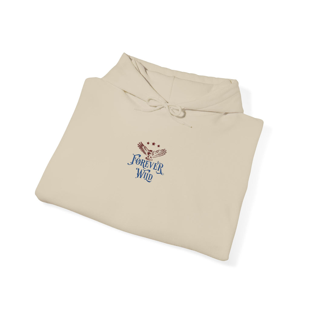 Forever Wild Owl Embroidered Hoodie | Small Center Chest Tavern Adirondack