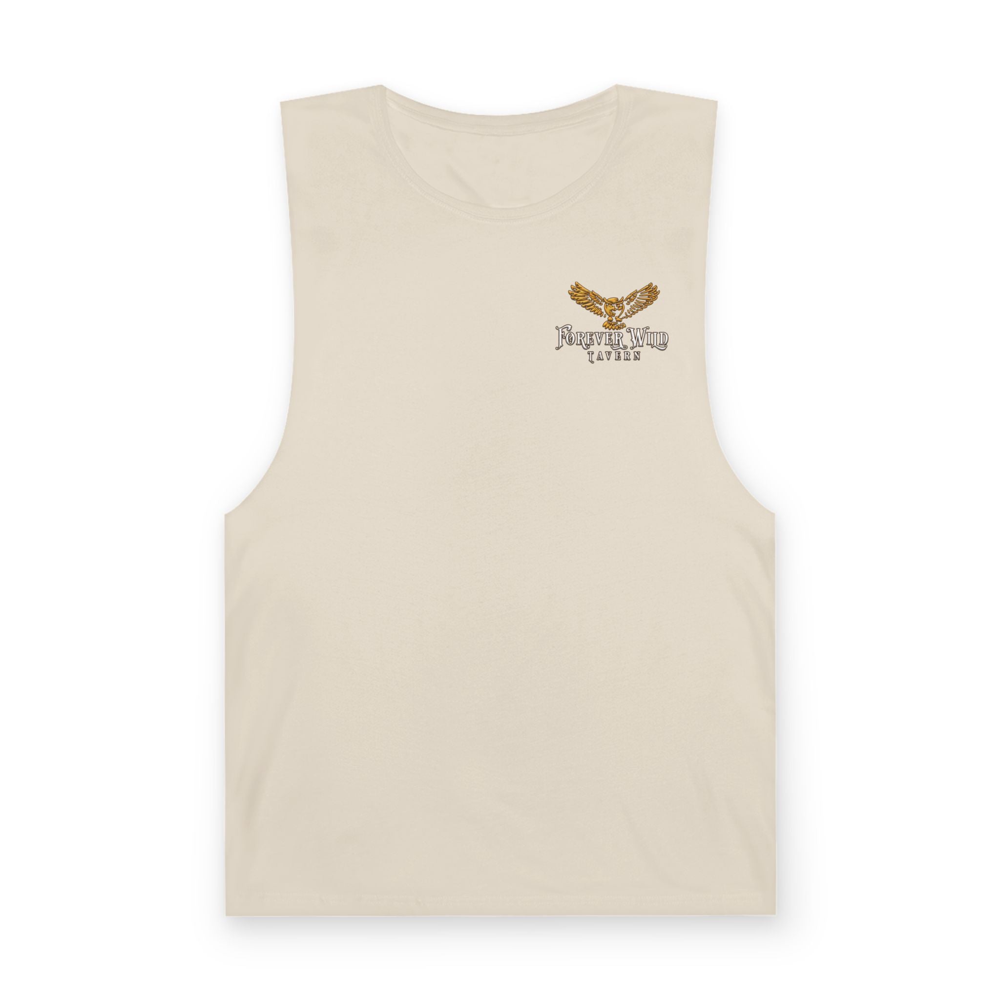 Forever Wild Tavern Tank Top "Most Desolate Logo" — Vintage Owl Chest & Back Design