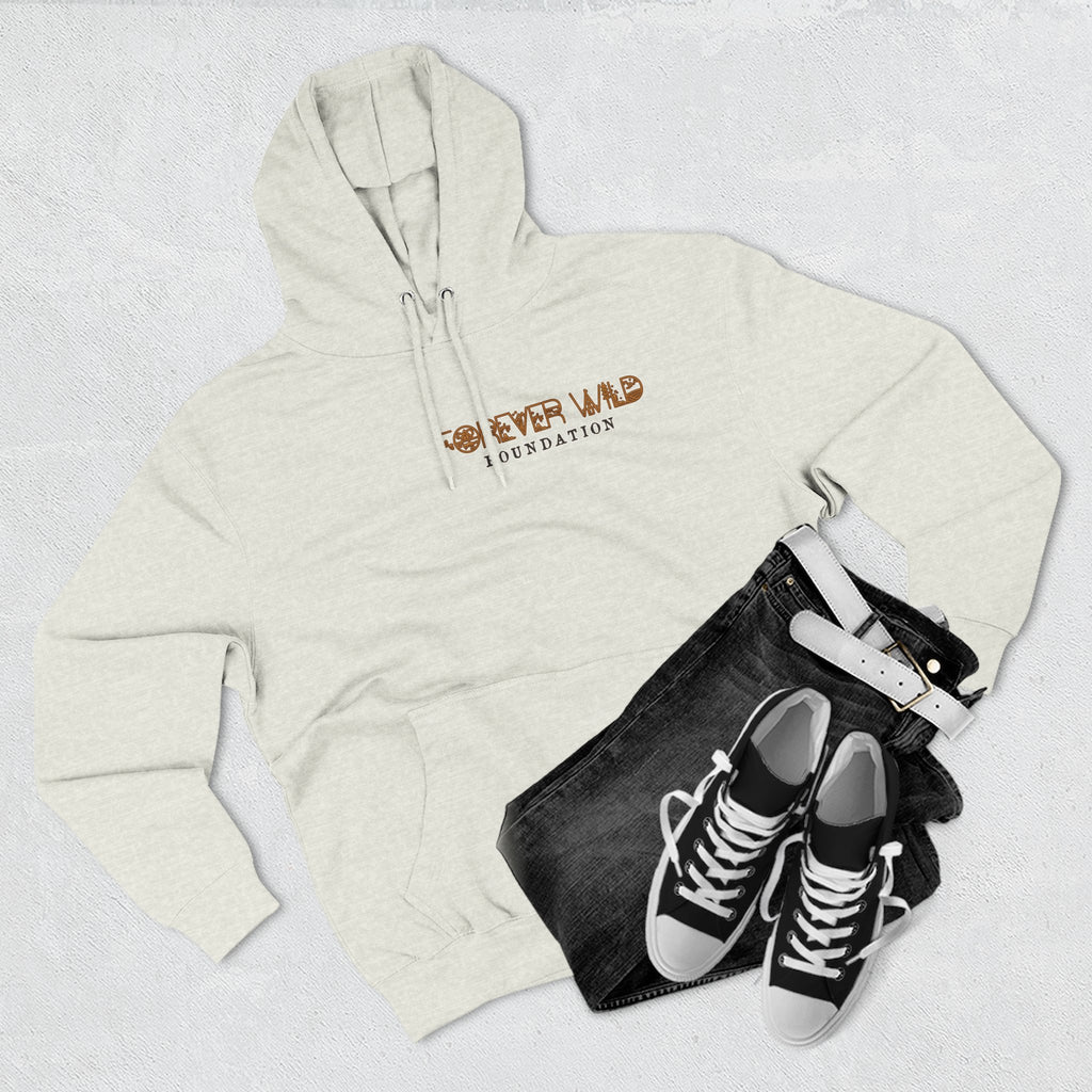 Forever Wild Foundation logo Hoodie | White pullover, wildlife lettering
