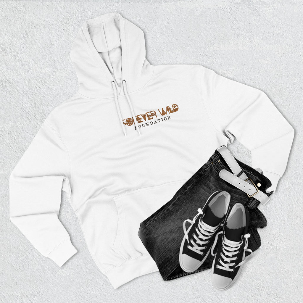 Forever Wild Foundation logo Hoodie | White pullover, wildlife lettering