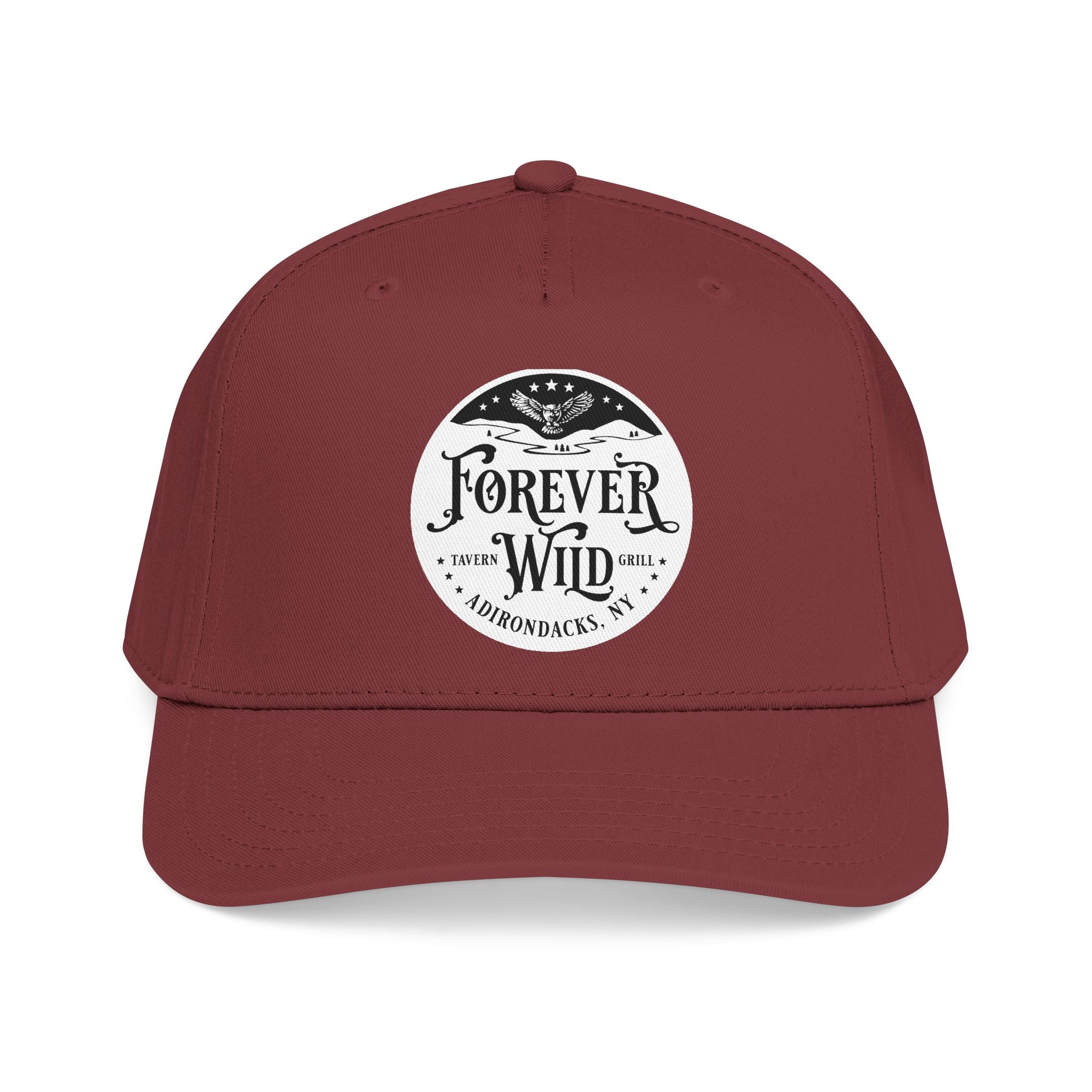 Forever Wild Tavern circle logo Mid Profile Baseball Cap | Outdoor Adventure, Adirondacks emblem