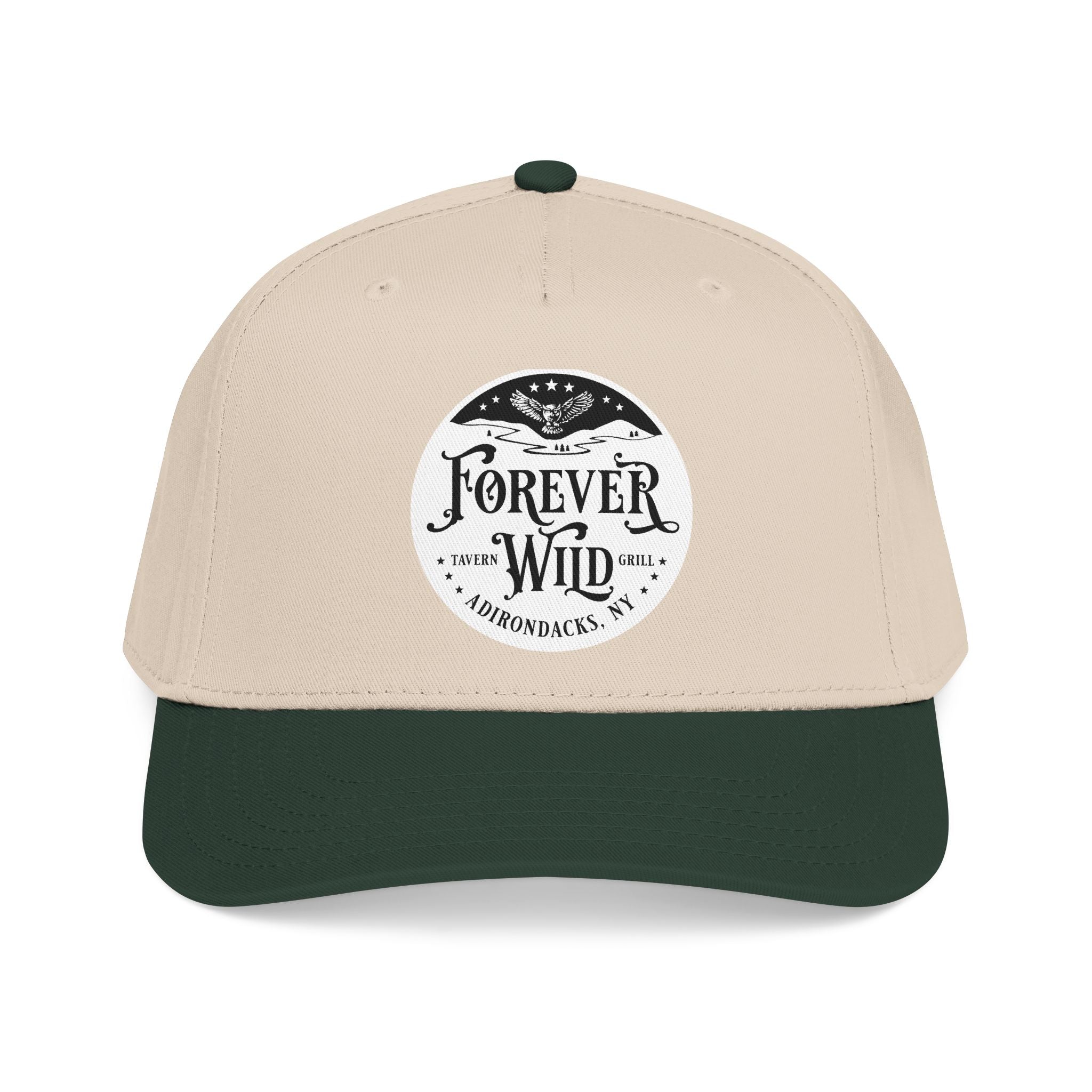 Forever Wild Tavern circle logo Mid Profile Baseball Cap | Outdoor Adventure, Adirondacks emblem