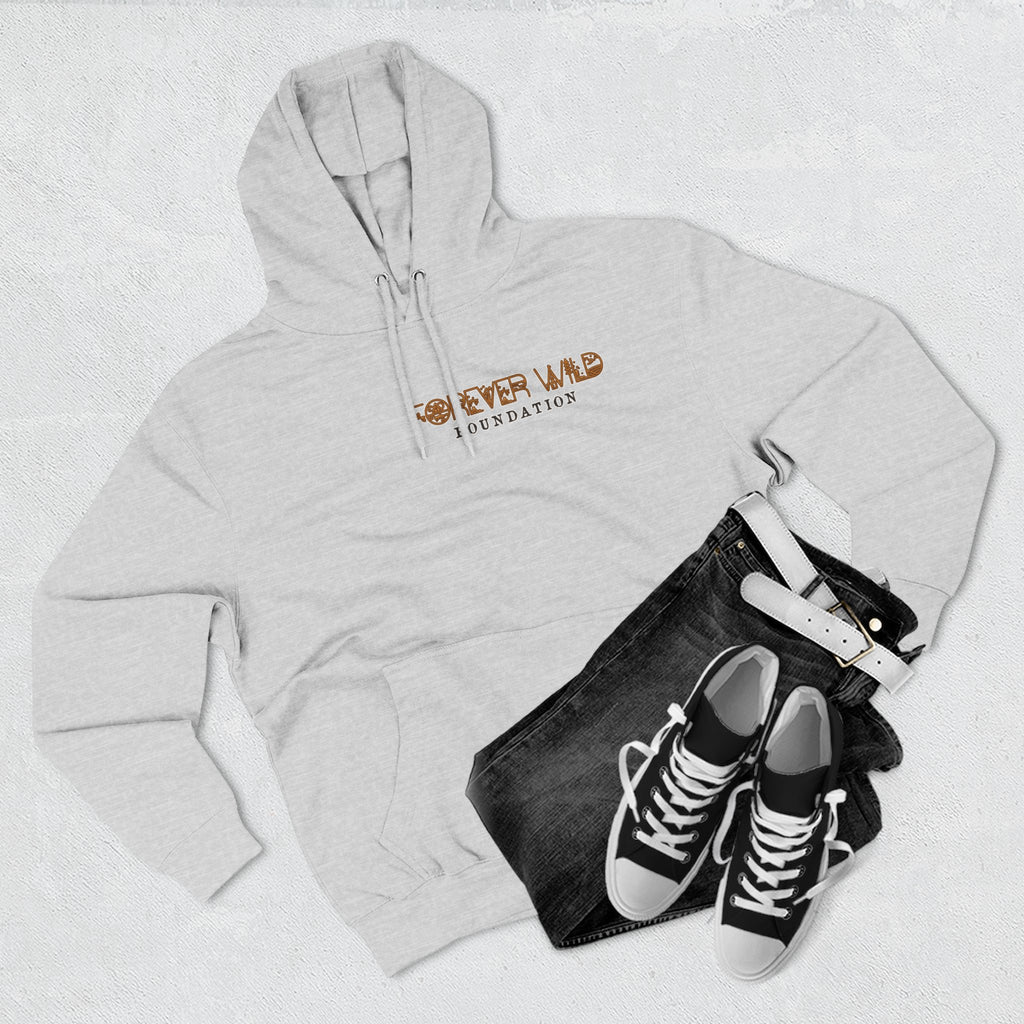 Forever Wild Foundation logo Hoodie | White pullover, wildlife lettering