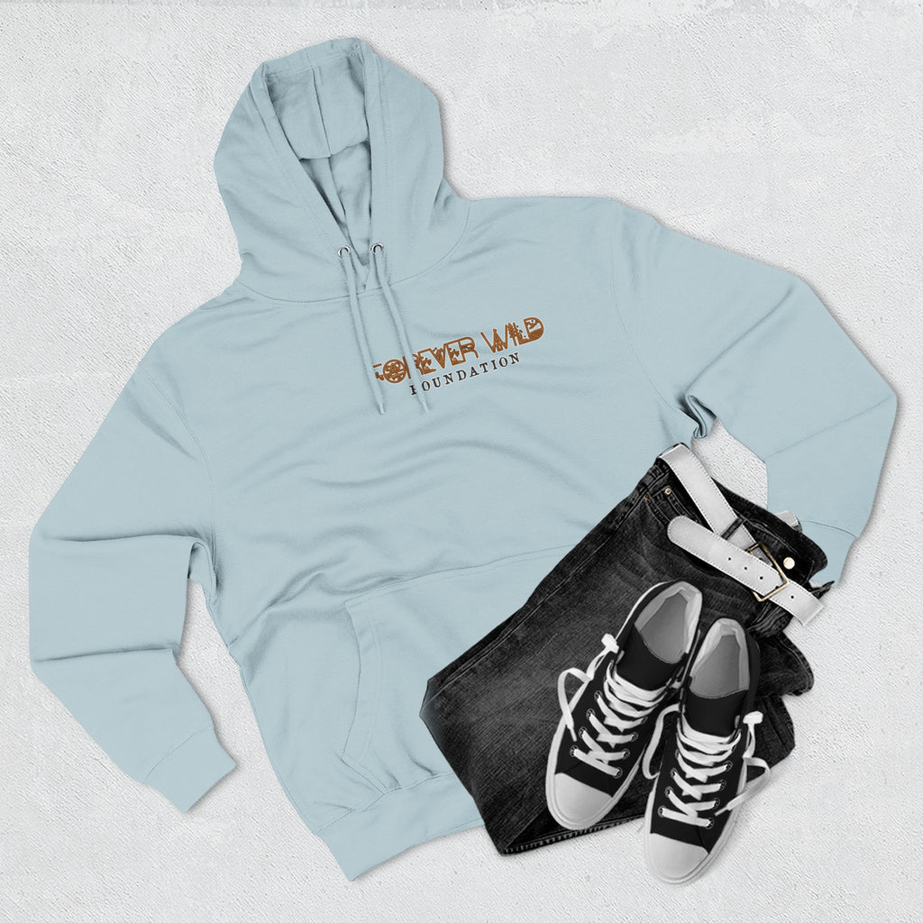 Forever Wild Foundation logo Hoodie | White pullover, wildlife lettering