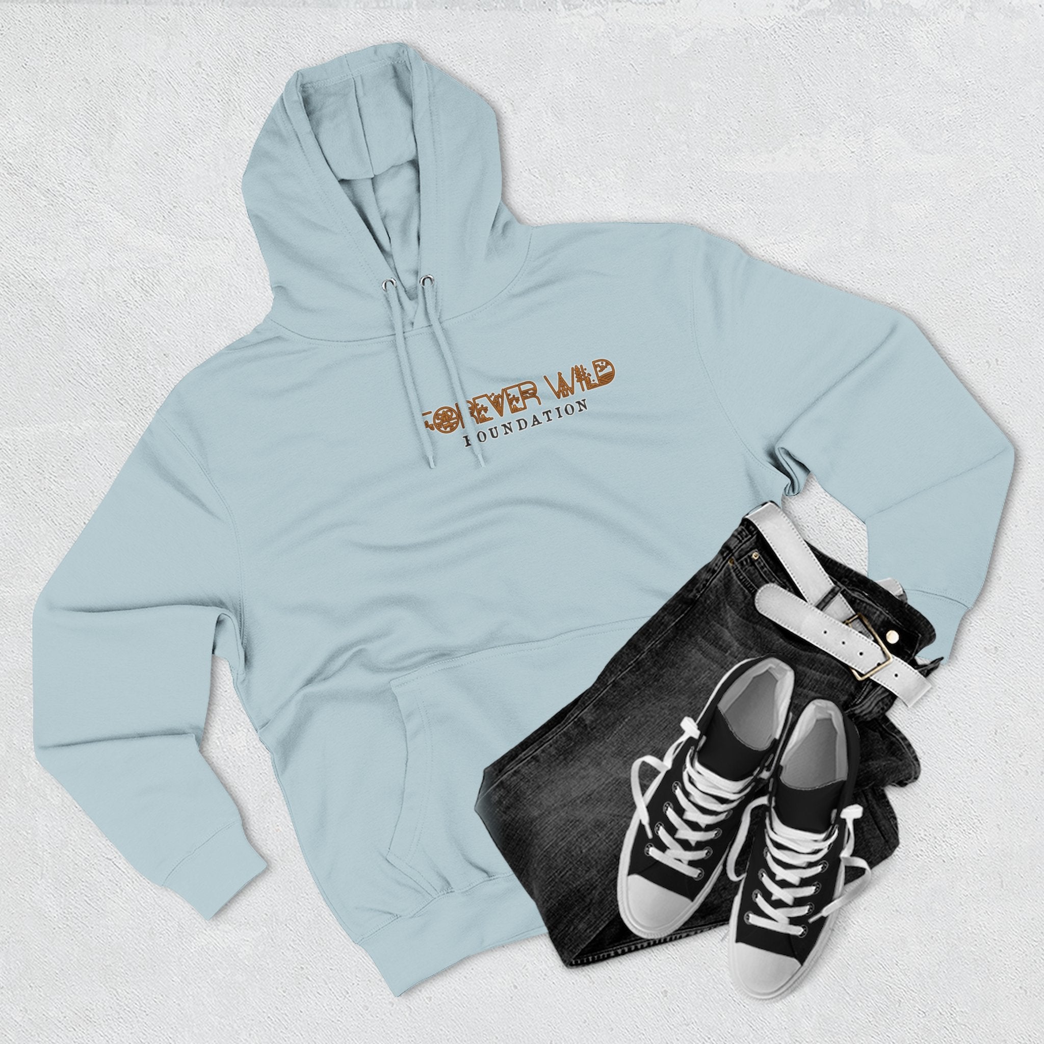 Forever Wild Foundation logo Hoodie | White pullover, wildlife lettering