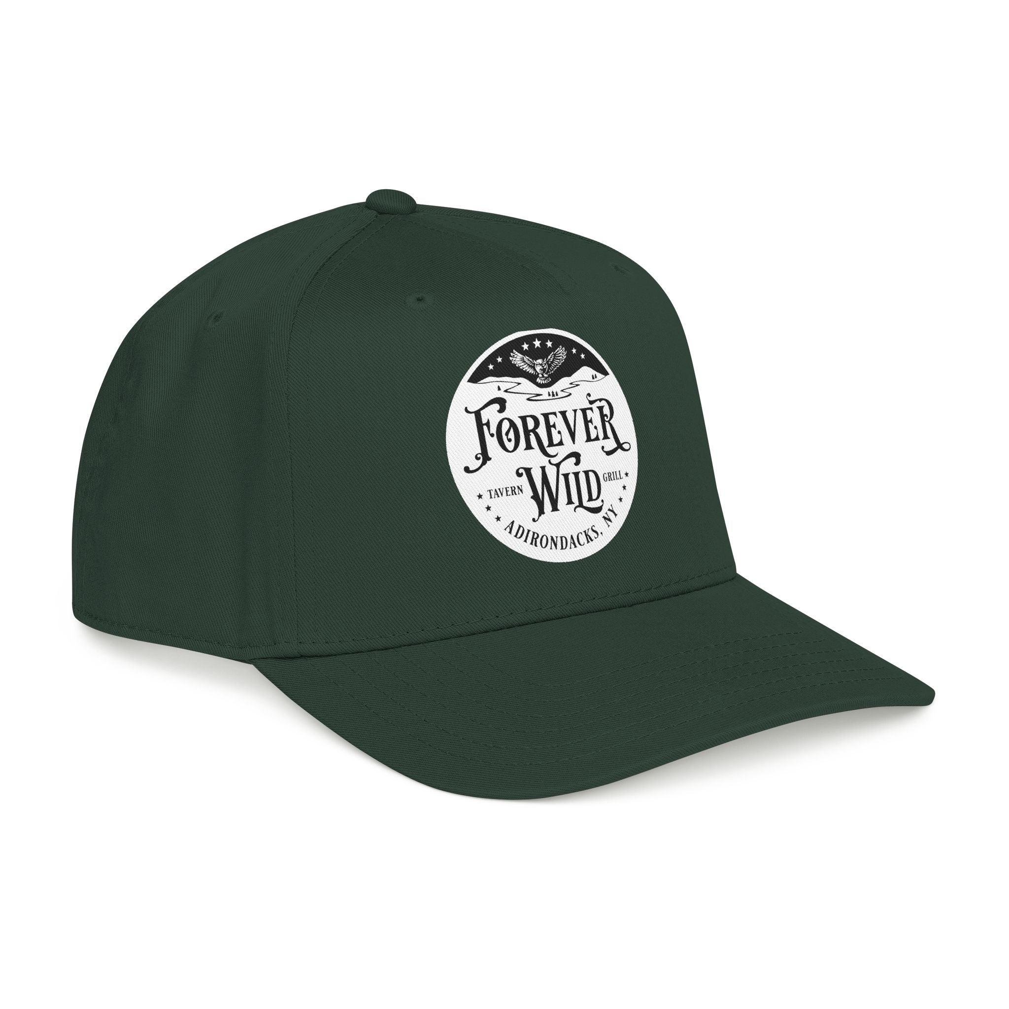 Forever Wild Tavern circle logo Mid Profile Baseball Cap | Outdoor Adventure, Adirondacks emblem
