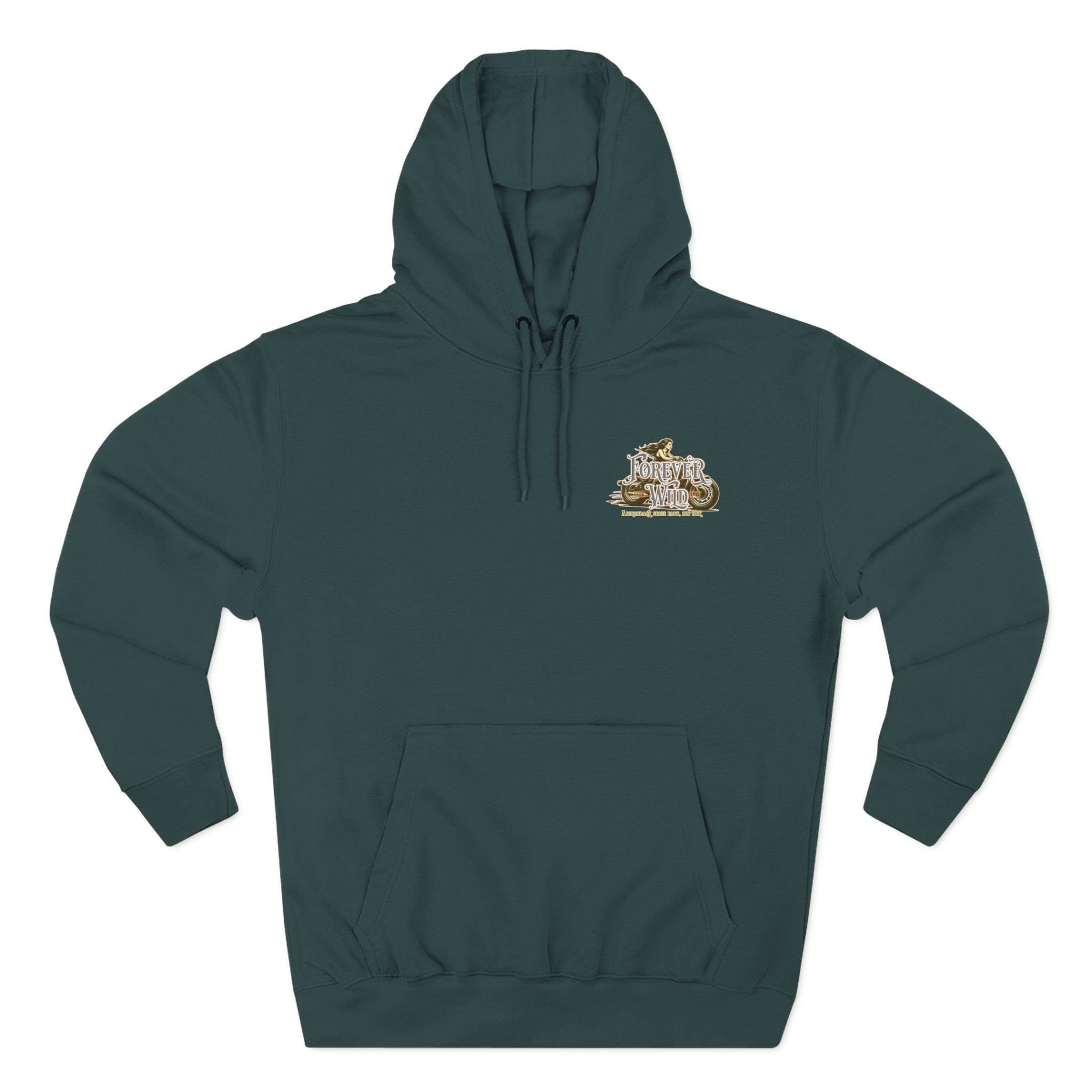 Forever Wild Tavern Motorcycle Hoodie — Retro Biker Fleece Pullover