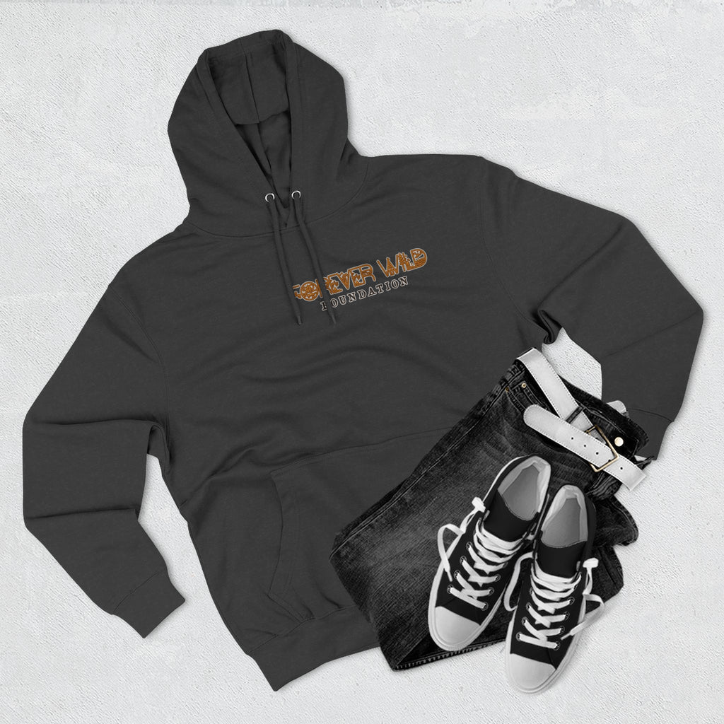 Forever Wild Foundation logo Hoodie | White pullover, wildlife lettering