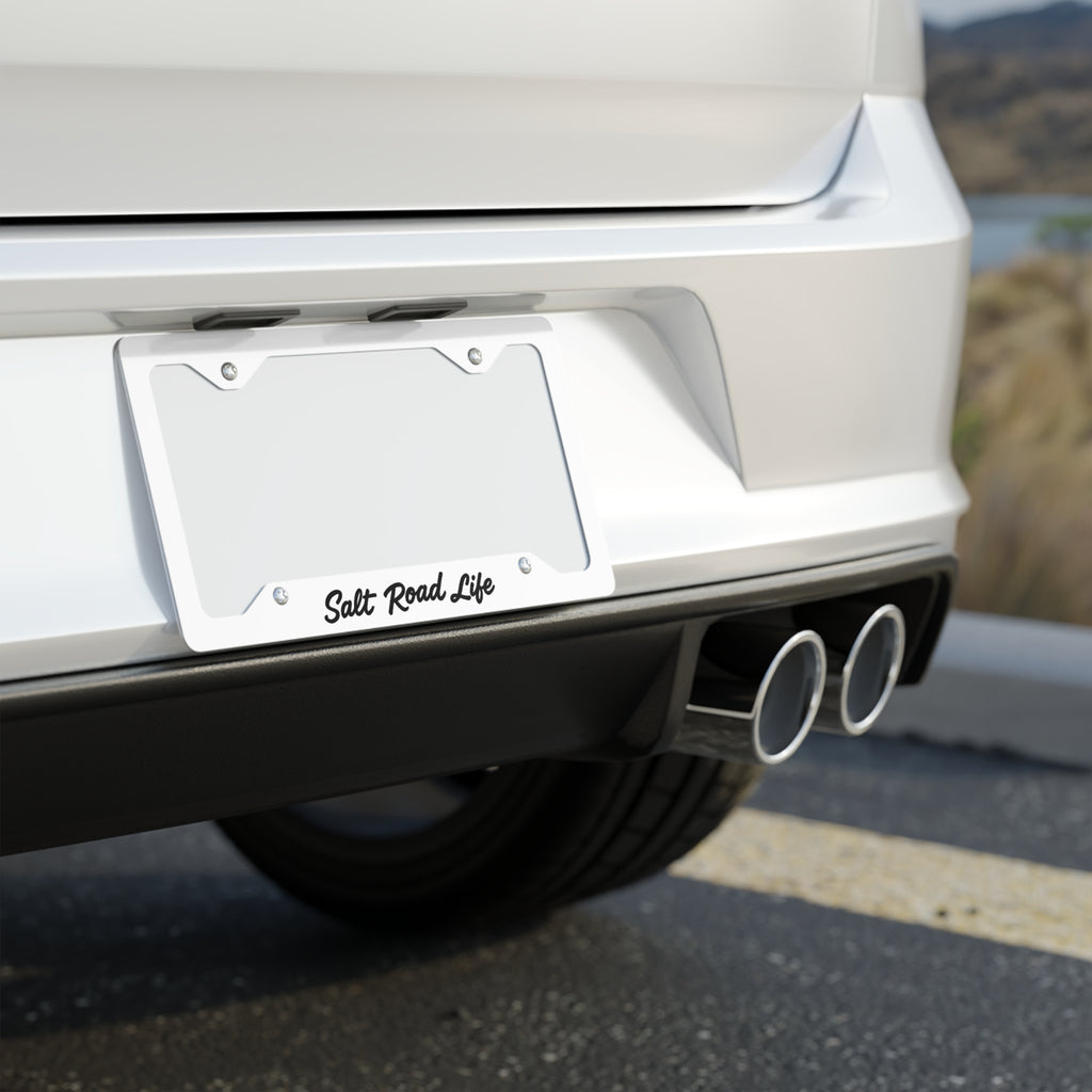 Metal License Plate Frame — "Salt Road Life" Stainless Steel Car Tag Frame