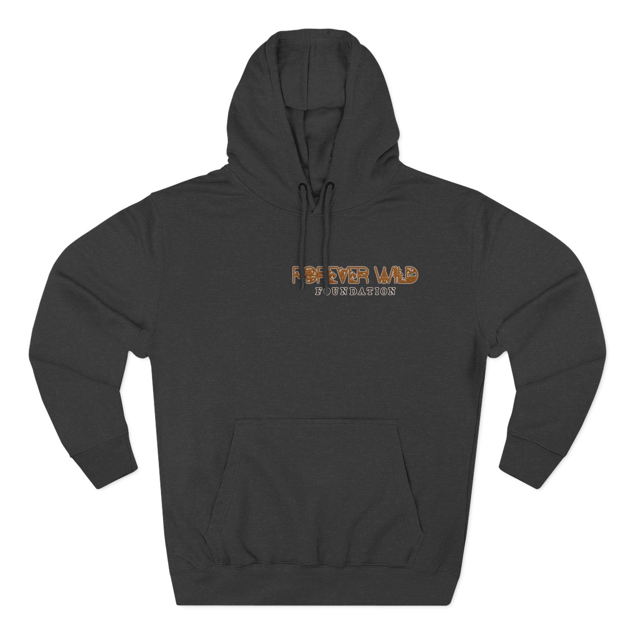 Forever Wild Foundation logo Hoodie | White pullover, wildlife lettering