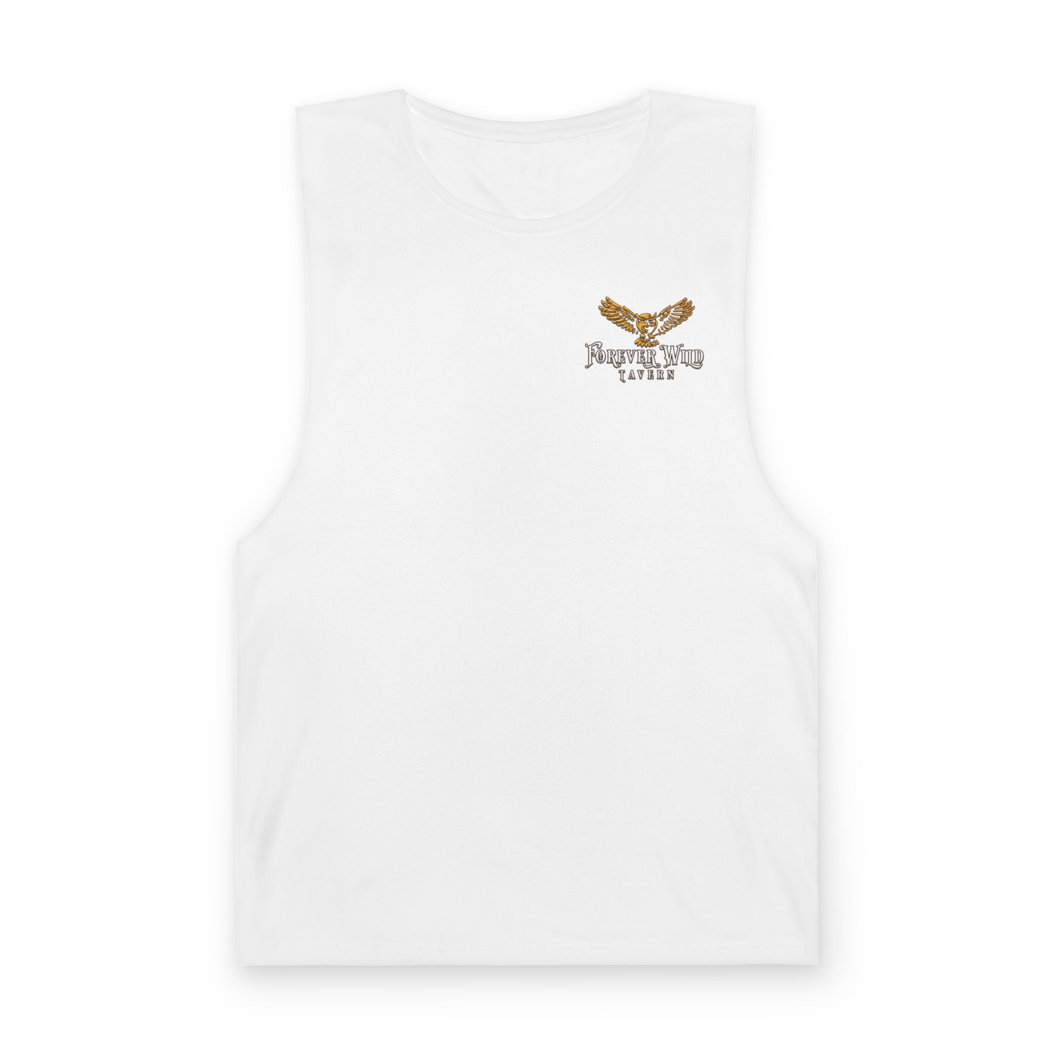 Forever Wild Tavern Tank Top "Most Desolate Logo" — Vintage Owl Chest & Back Design