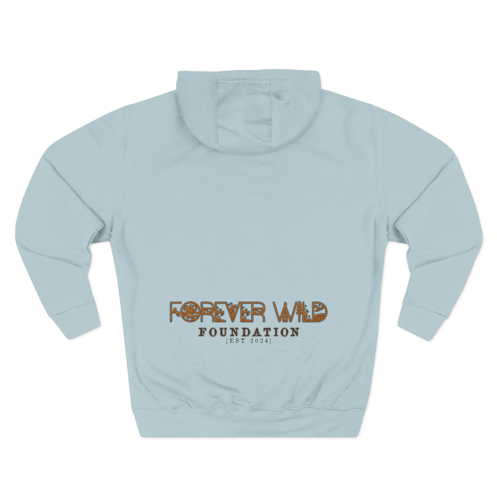 Forever Wild Foundation logo Hoodie | White pullover, wildlife lettering
