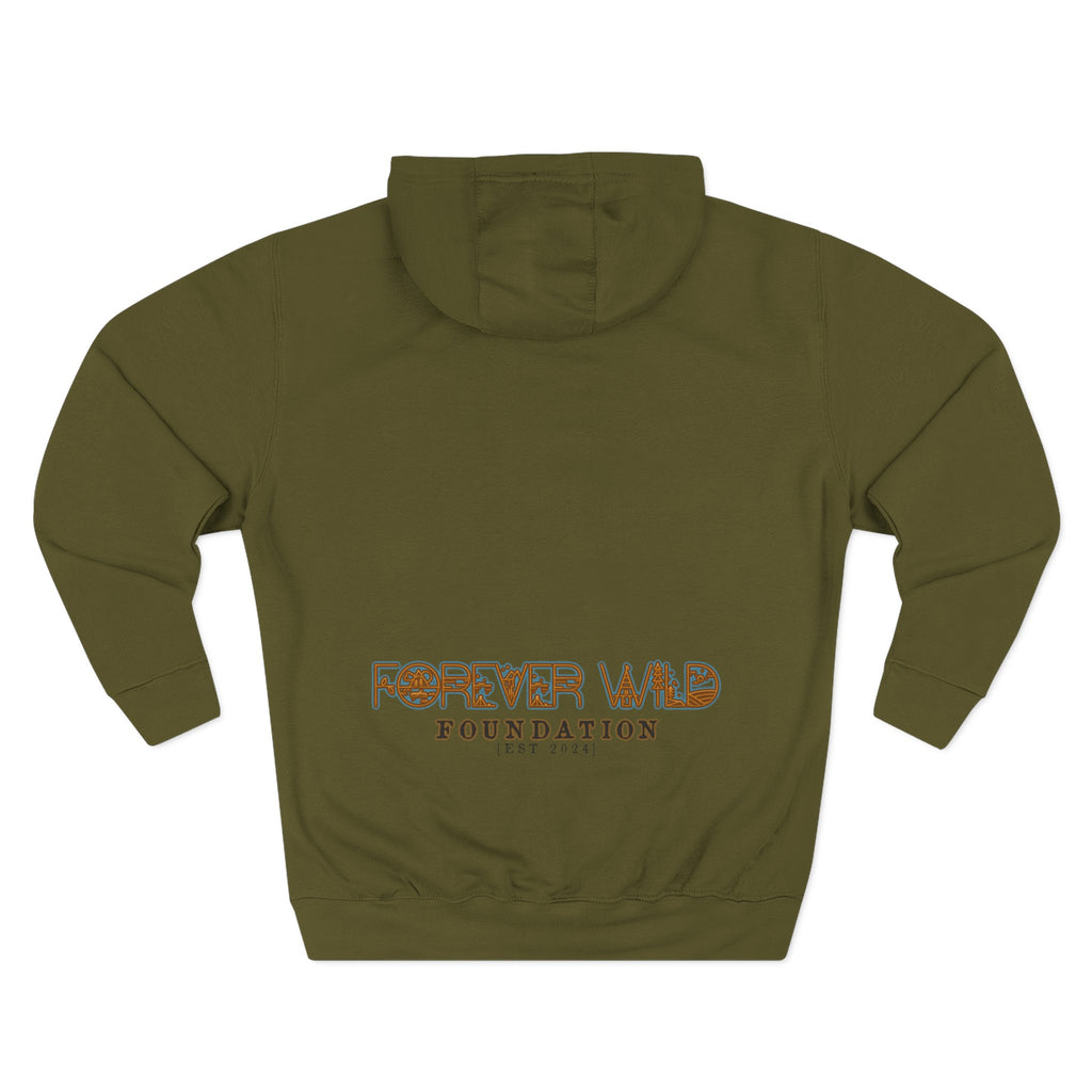 Forever Wild Foundation logo Hoodie | White pullover, wildlife lettering