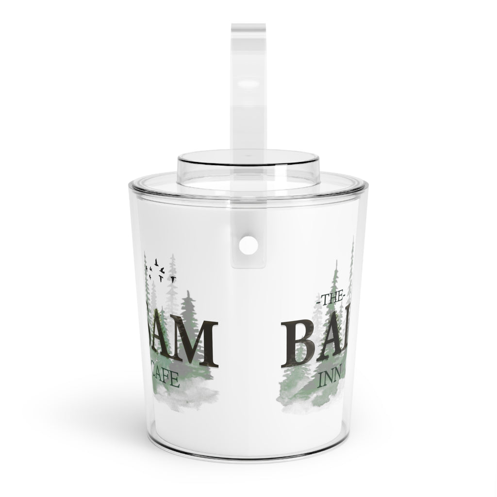 Balsam Inn & Cafe Ice Bucket with Tongs – Rustic Lodge Pine Logo Cooler