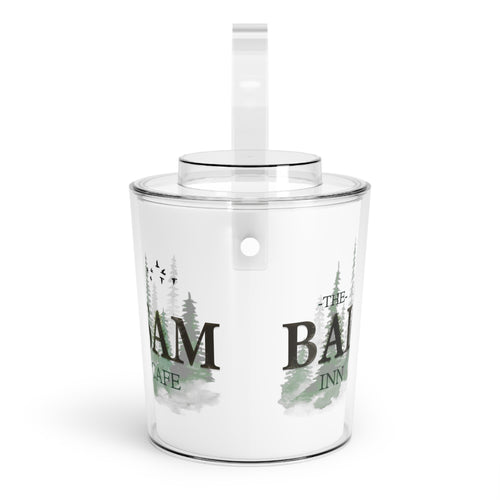 Balsam Inn & Cafe Ice Bucket with Tongs – Rustic Lodge Pine Logo Cooler