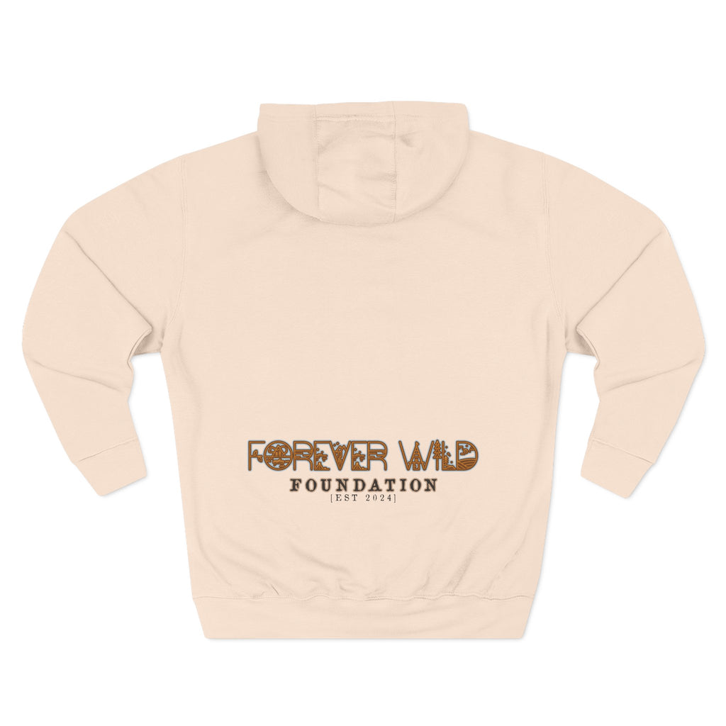 Forever Wild Foundation logo Hoodie | White pullover, wildlife lettering