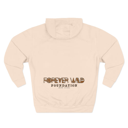 Forever Wild Foundation logo Hoodie | White pullover, wildlife lettering