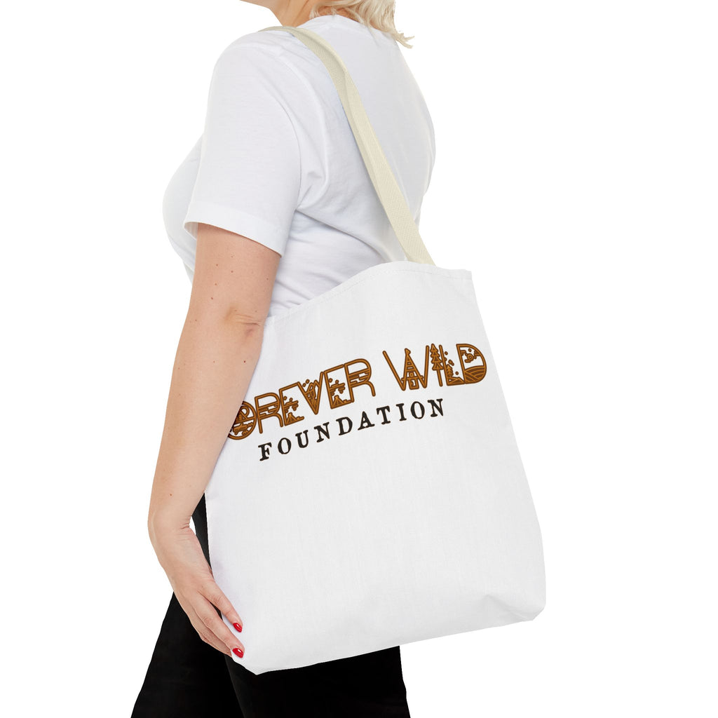Forever Wild Foundation Tote Bag | Animal Print Text Logo