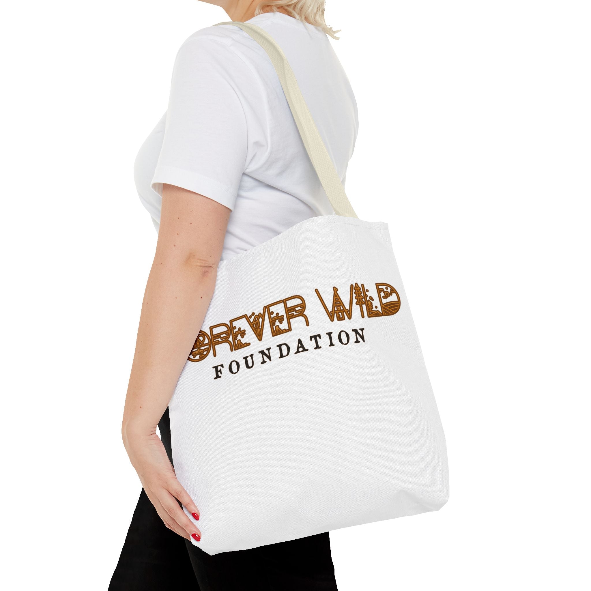 Forever Wild Foundation Tote Bag | Animal Print Text Logo