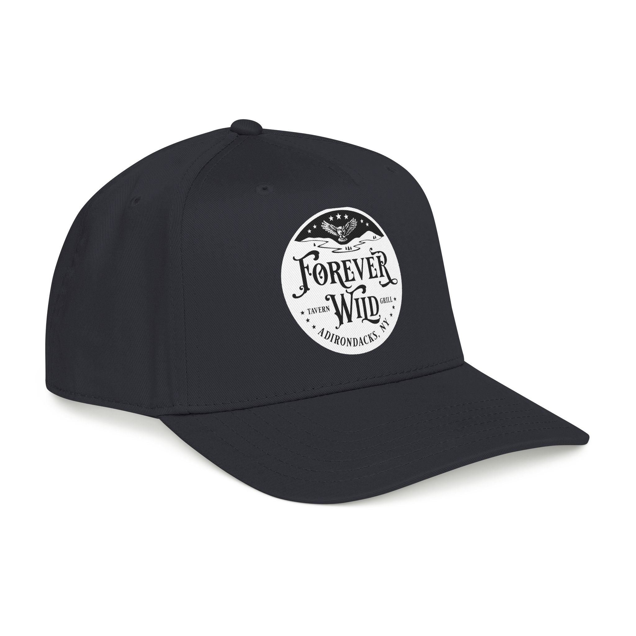 Forever Wild Tavern circle logo Mid Profile Baseball Cap | Outdoor Adventure, Adirondacks emblem