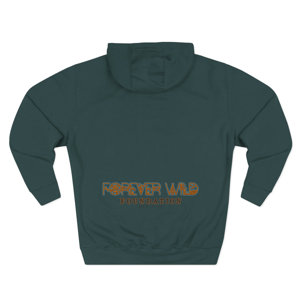Forever Wild Foundation logo Hoodie | White pullover, wildlife lettering