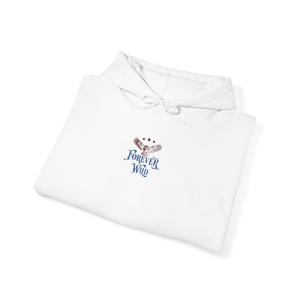 Forever Wild Owl Embroidered Hoodie | Small Center Chest Tavern Adirondack