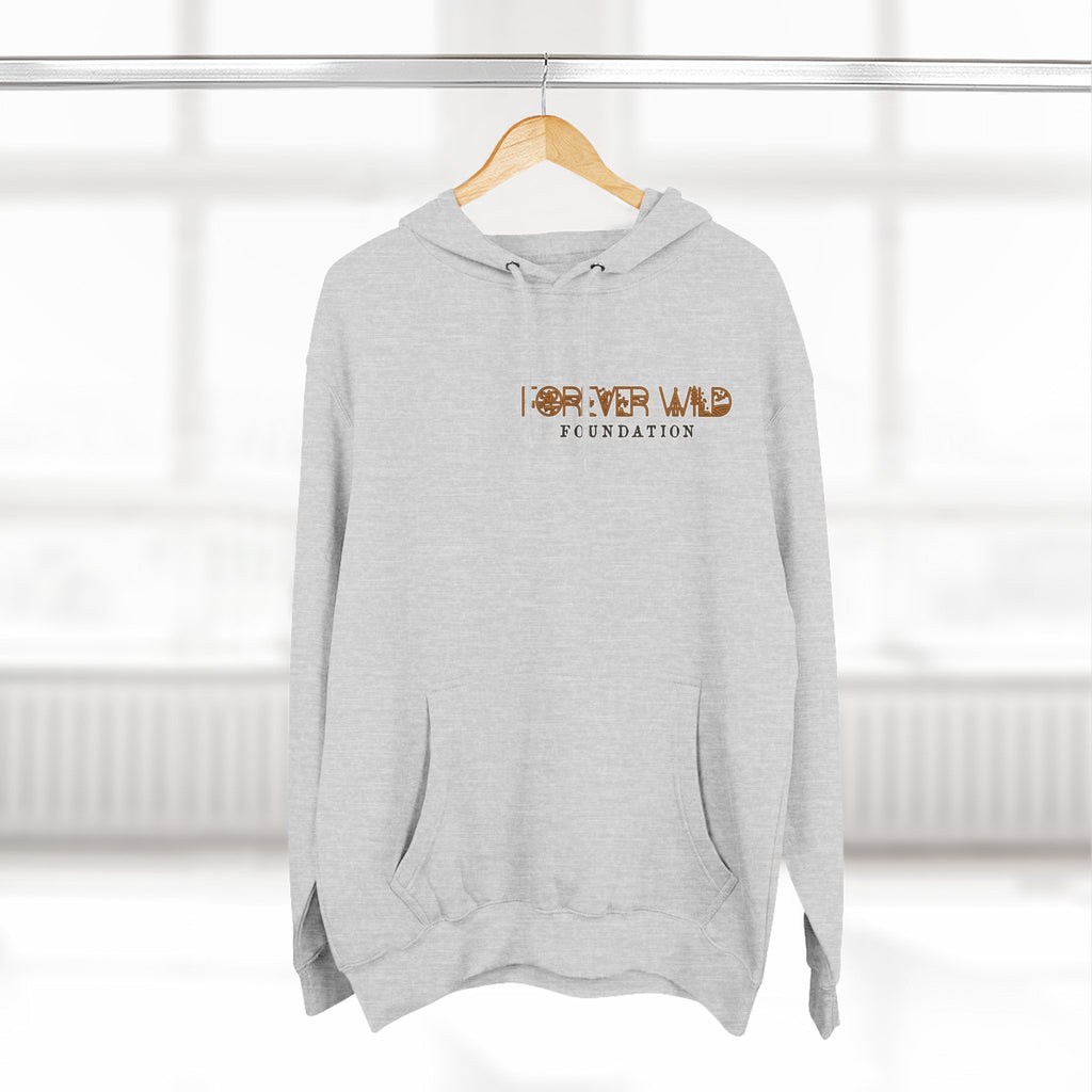 Forever Wild Foundation logo Hoodie | White pullover, wildlife lettering