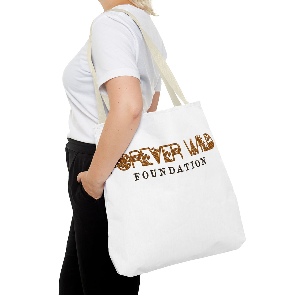 Forever Wild Foundation Tote Bag | Animal Print Text Logo