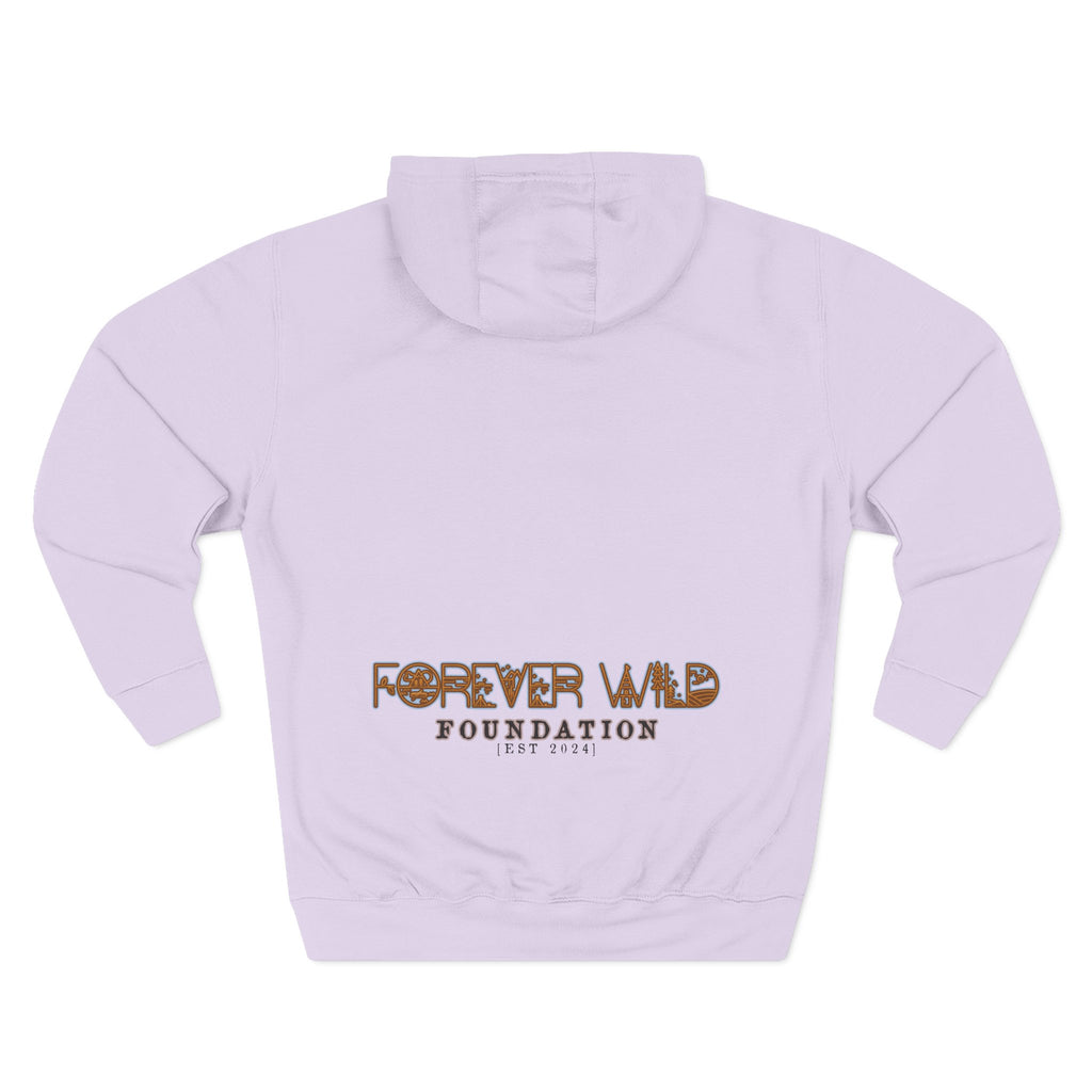 Forever Wild Foundation logo Hoodie | White pullover, wildlife lettering