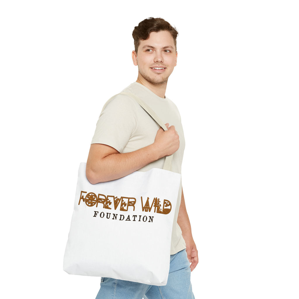 Forever Wild Foundation Tote Bag | Animal Print Text Logo