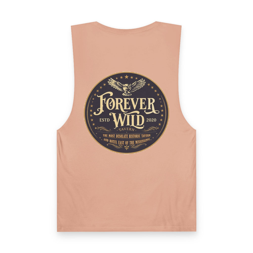 Forever Wild Tavern Tank Top "Most Desolate Logo" — Vintage Owl Chest & Back Design