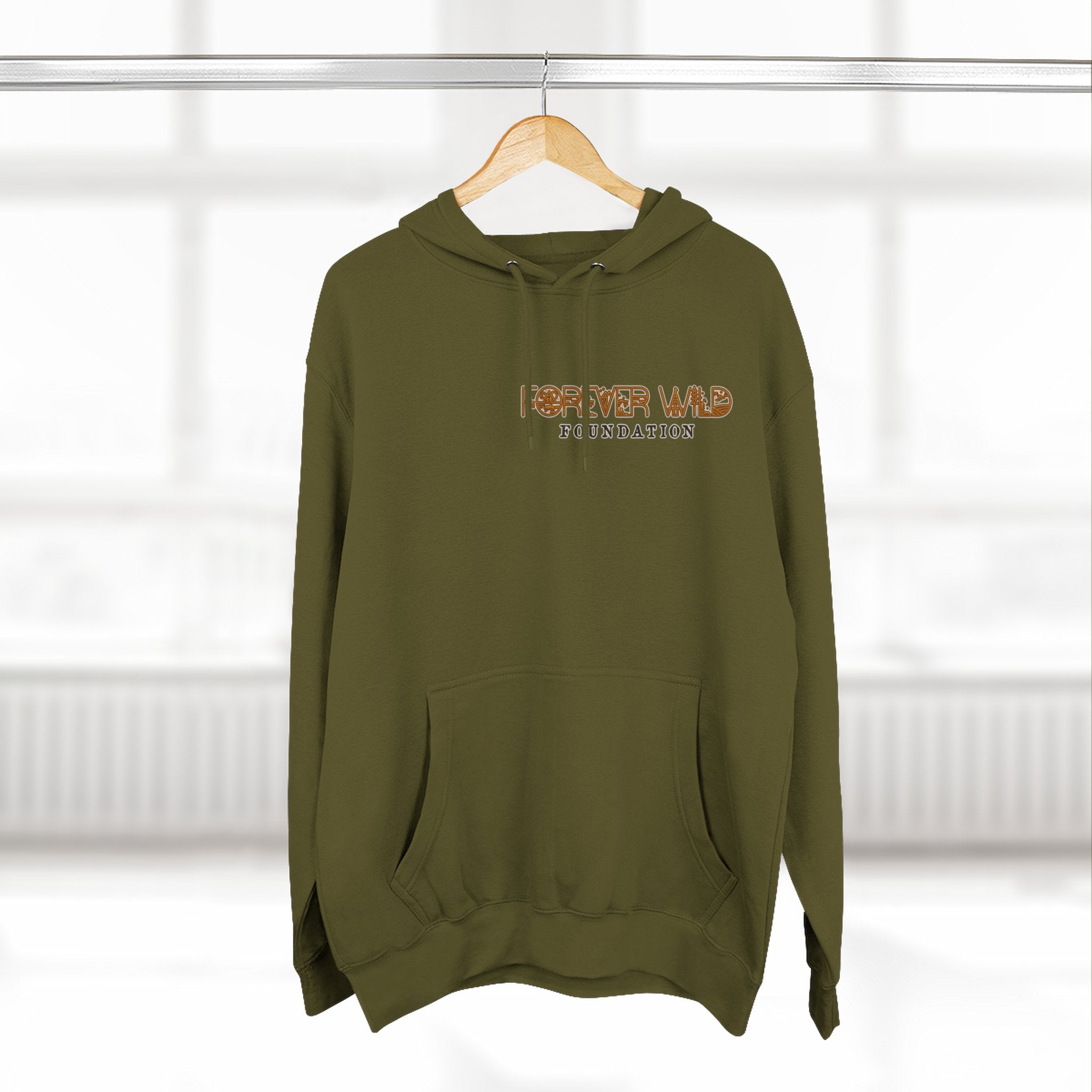 Forever Wild Foundation logo Hoodie | White pullover, wildlife lettering