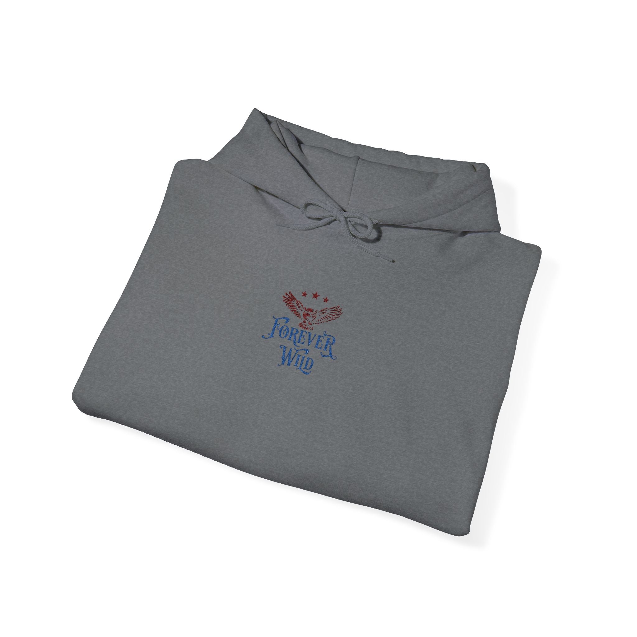 Forever Wild Owl Embroidered Hoodie | Small Center Chest Tavern Adirondack