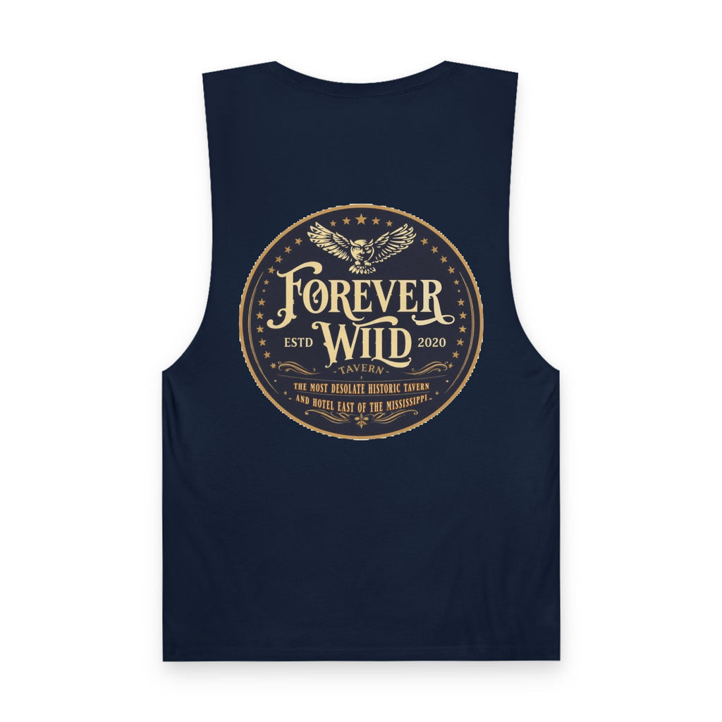 Forever Wild Tavern Tank Top "Most Desolate Logo" — Vintage Owl Chest & Back Design