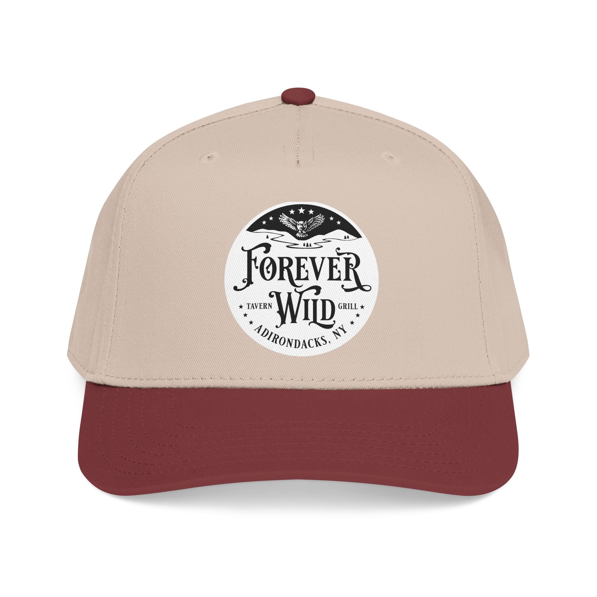 Forever Wild Tavern circle logo Mid Profile Baseball Cap | Outdoor Adventure, Adirondacks emblem