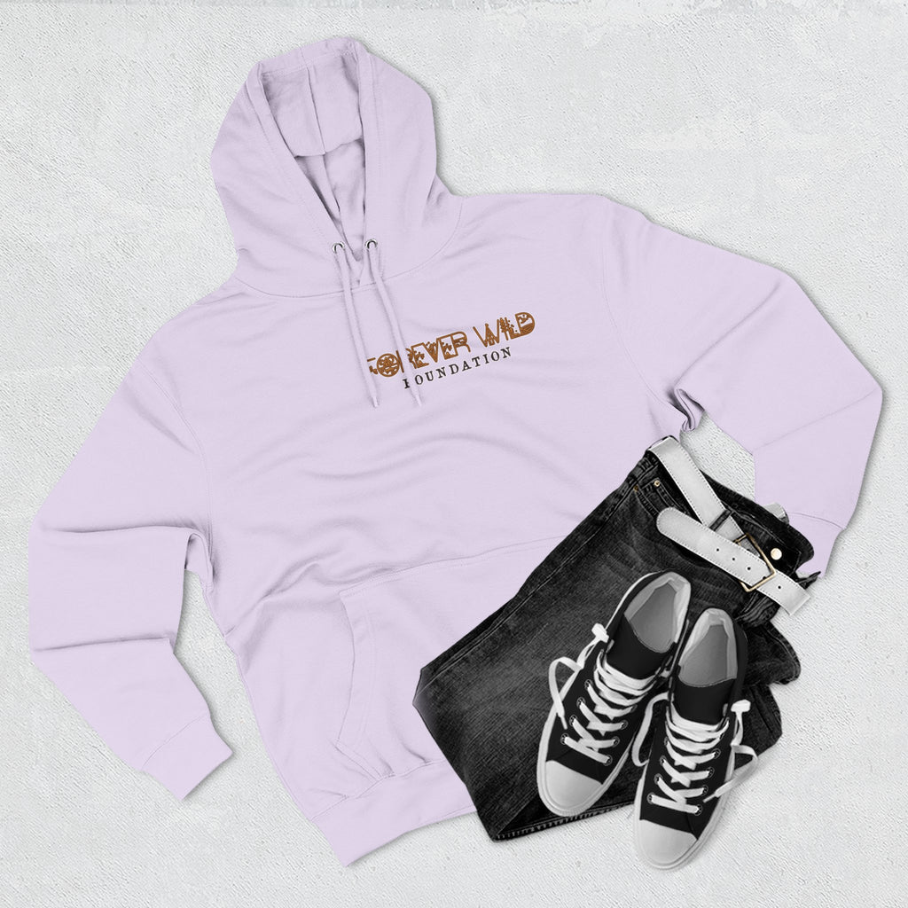 Forever Wild Foundation logo Hoodie | White pullover, wildlife lettering