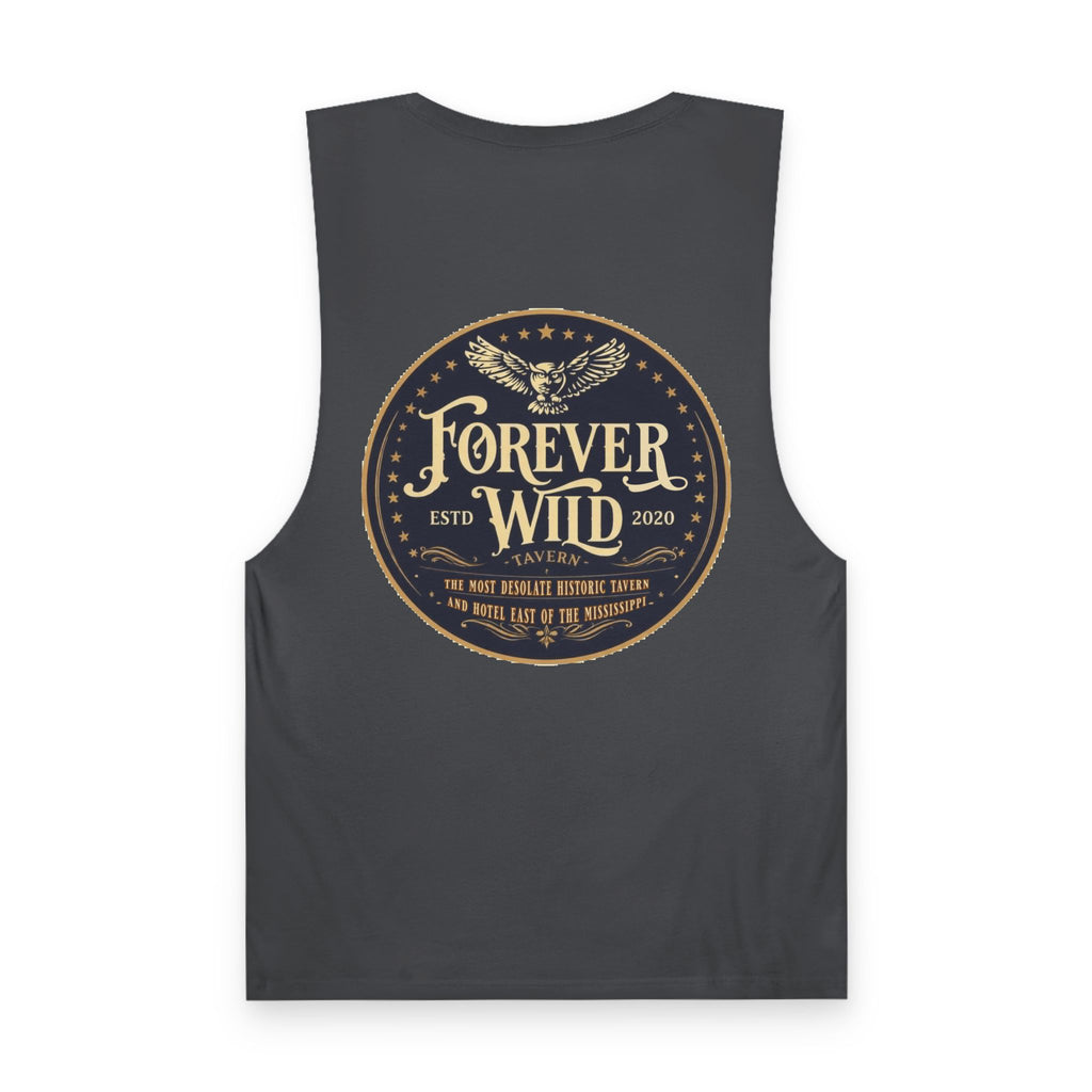 Forever Wild Tavern Tank Top "Most Desolate Logo" — Vintage Owl Chest & Back Design
