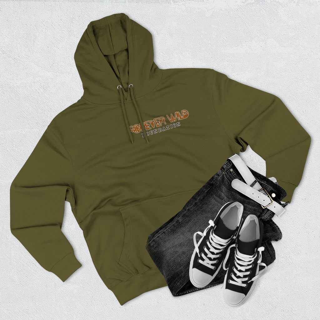 Forever Wild Foundation logo Hoodie | White pullover, wildlife lettering