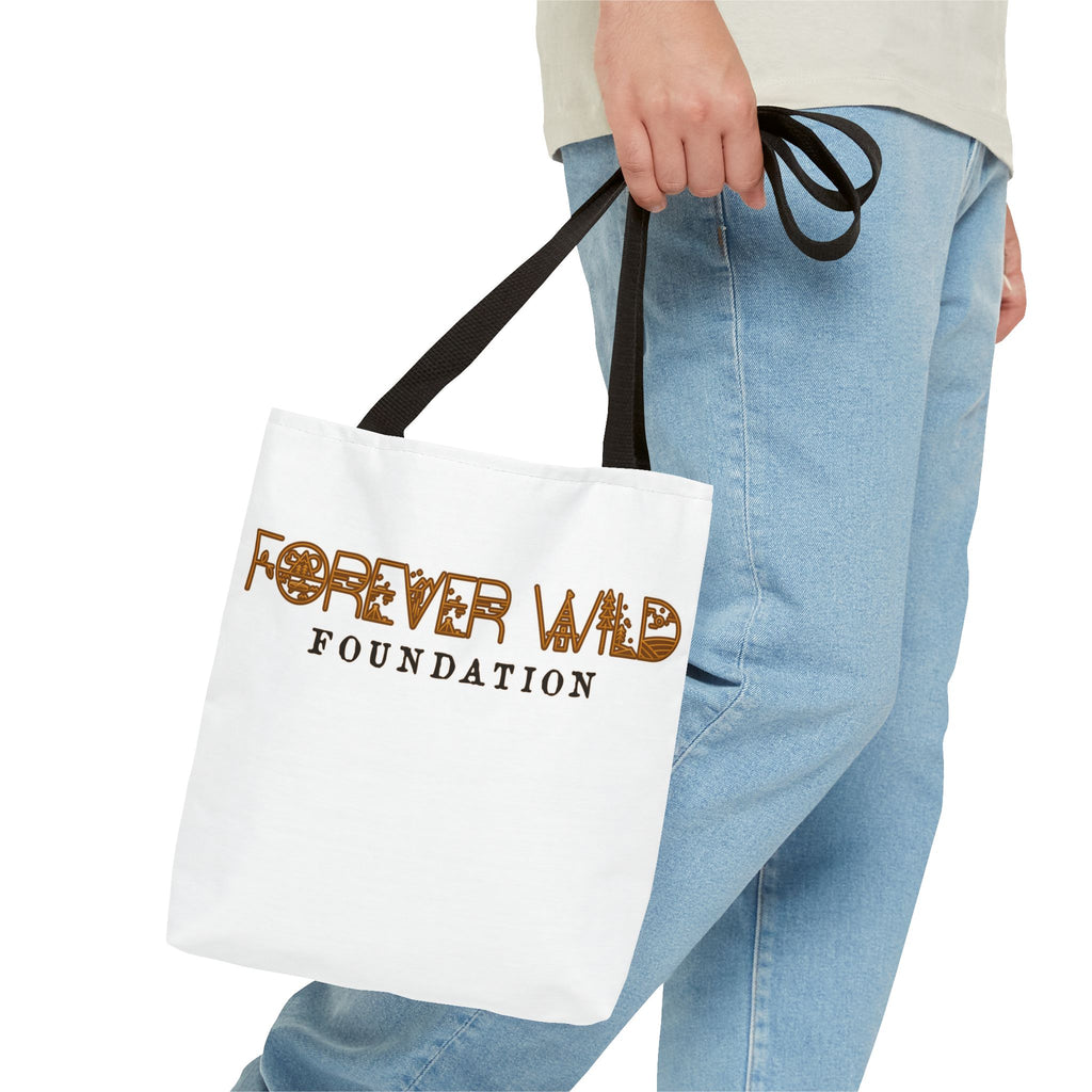 Forever Wild Foundation Tote Bag | Animal Print Text Logo
